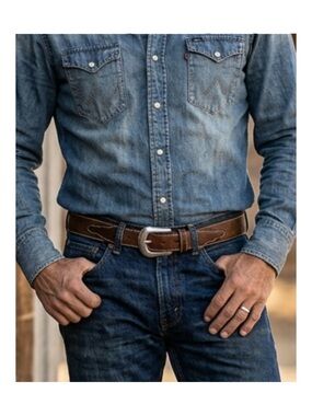 Men’s Silver Creek Leather Western Dress Belt Size 42